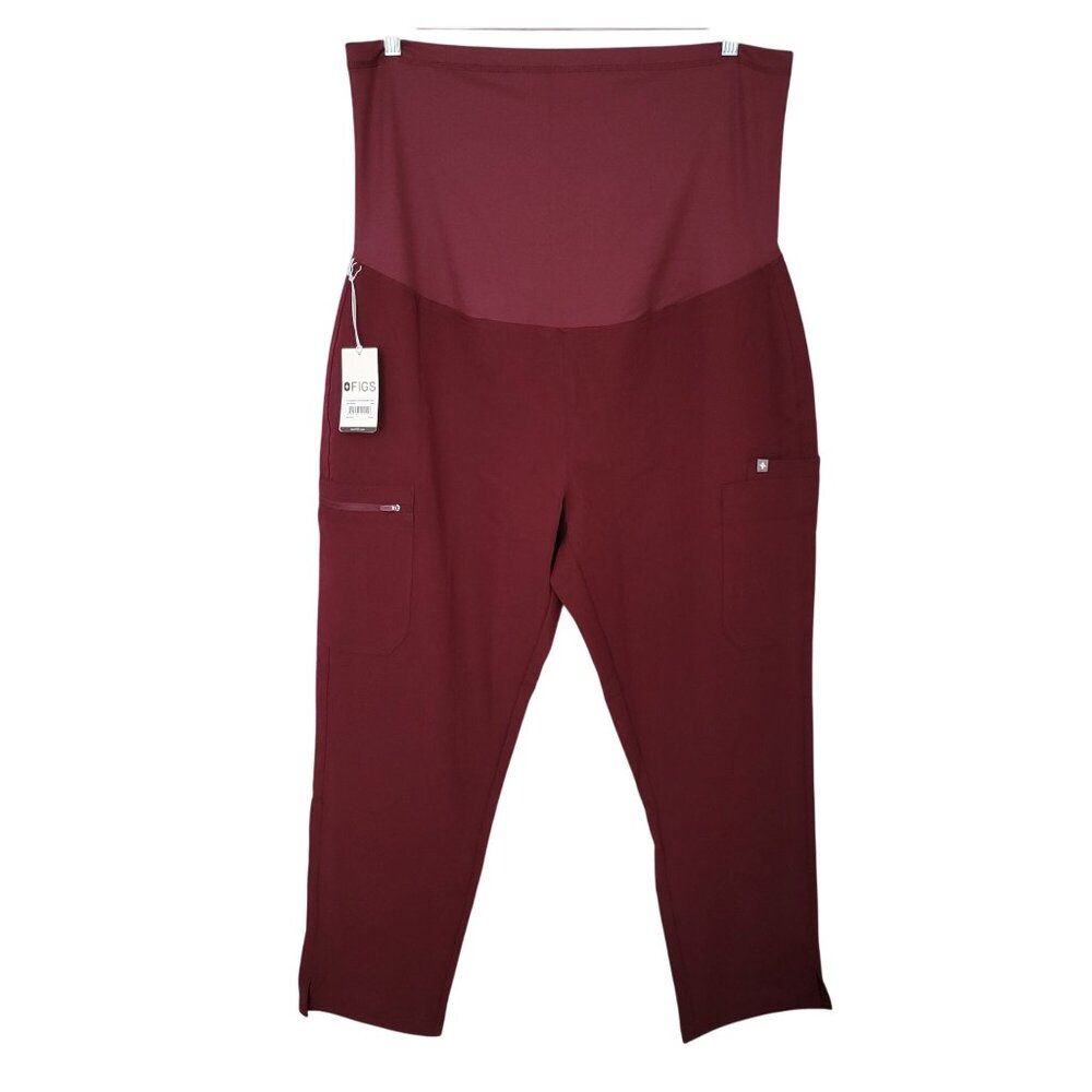 Figs Yola Maternity Petite Scrub Pants Womens Size 2XL Burgundy NWT